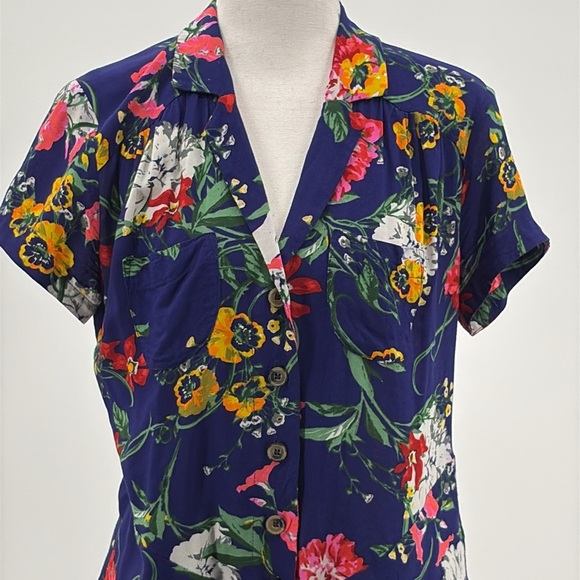 Anthropologie Maeve Bateau Buttondown Tie Front Shirt in Blue - Size 4 - Picture 3 of 9